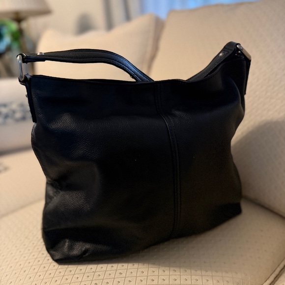 Kooba Handbags - Kooba Classic Black Pebbled Leather Shoulder Bag - Timeless Everyday Hobo